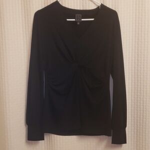 Dueperdue top women's size medium M black blouse